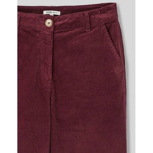 Pantalon wide leg velours cropped Bordeaux