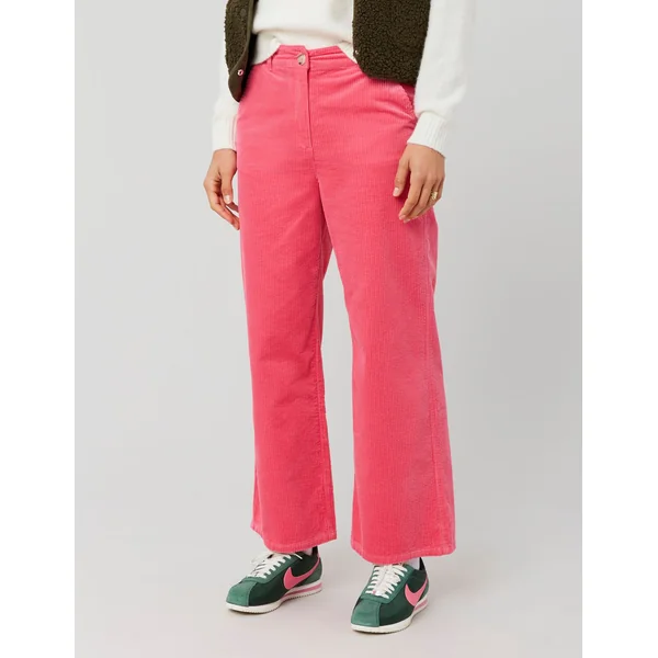 Pantalon wide leg velours cropped Rose