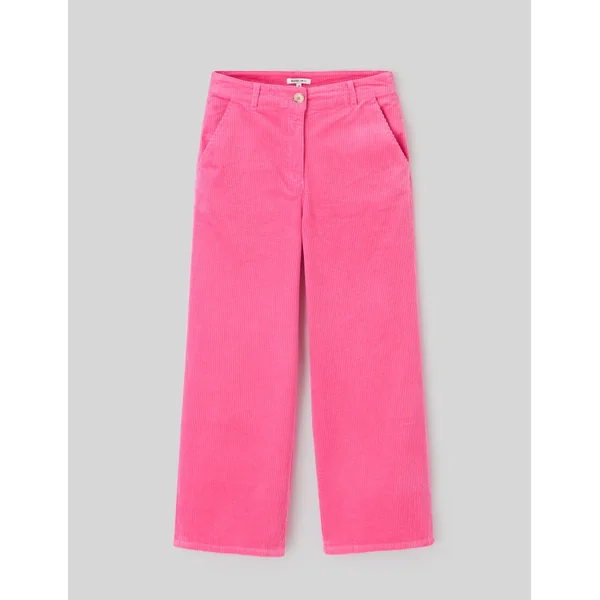 Pantalon wide leg velours cropped Rose