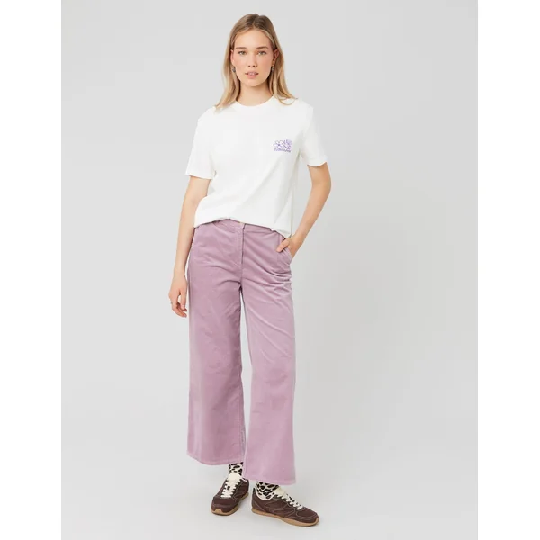 Pantalon wide leg velours cropped Violet