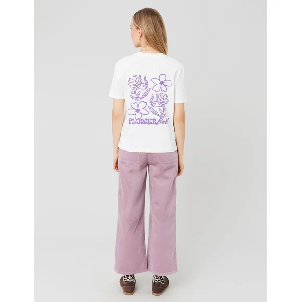Pantalon wide leg velours cropped Violet