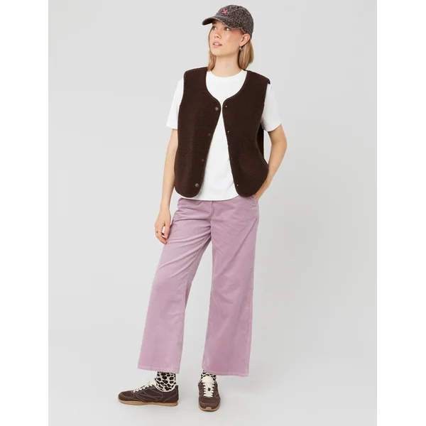 Pantalon wide leg velours cropped Violet