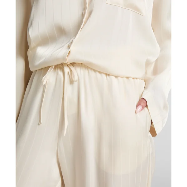 Pantalon à rayures en satin - Blanc