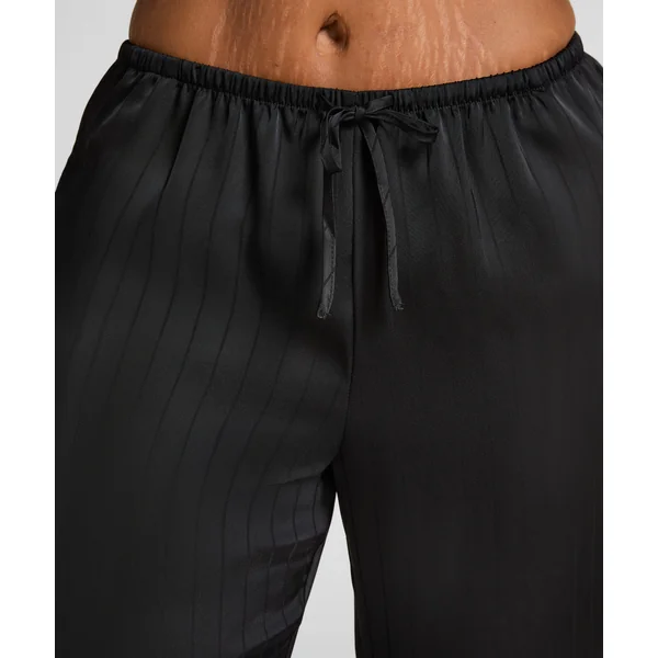 Pantalon à rayures en satin - Noir