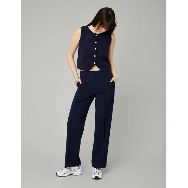 Pantalon à revers Bleu foncé