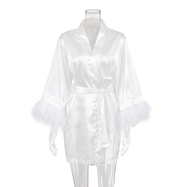 Peignoir Bain Femme Blanc Kimono
