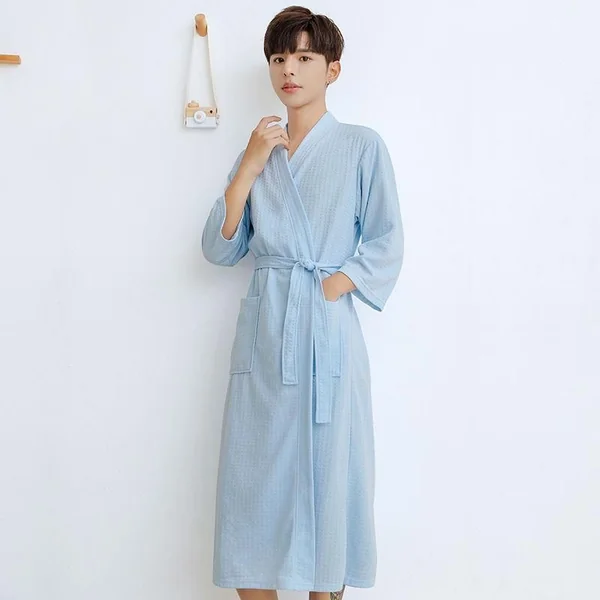 Peignoir De Bain Coton Homme Col Kimono
