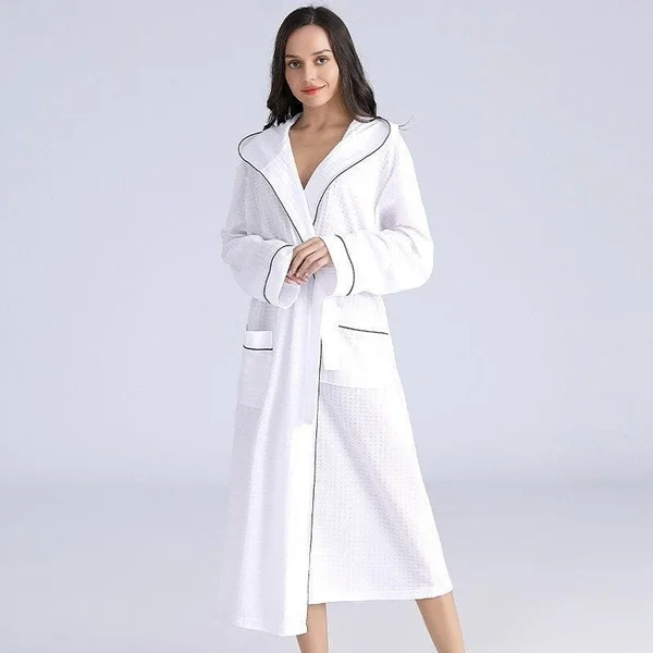 Peignoir de Bain Femme Blanc avec Capuche