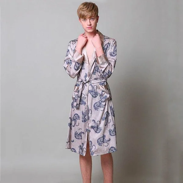 Peignoir Kimono Blanc Tigre