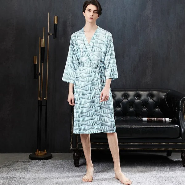 Peignoir Kimono Japonais Turquoise