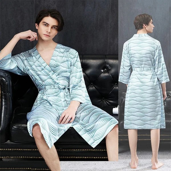Peignoir Kimono Japonais Turquoise