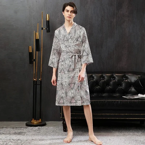 Peignoir Kimono Motif Géométrique