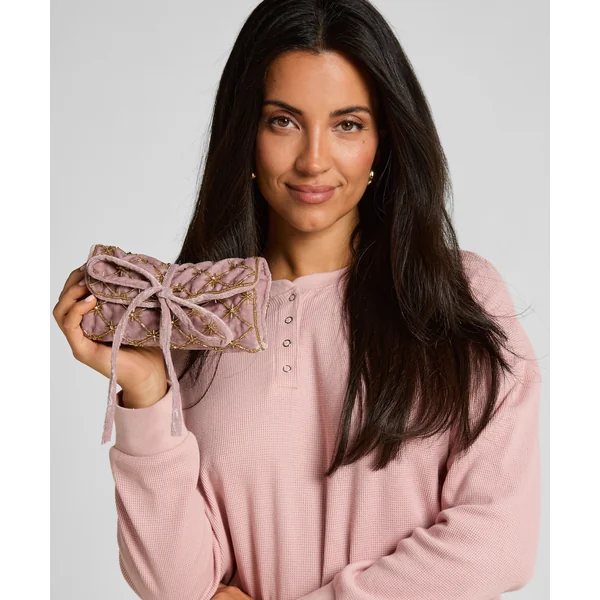 Pochette perlée pour bijoux - Rose