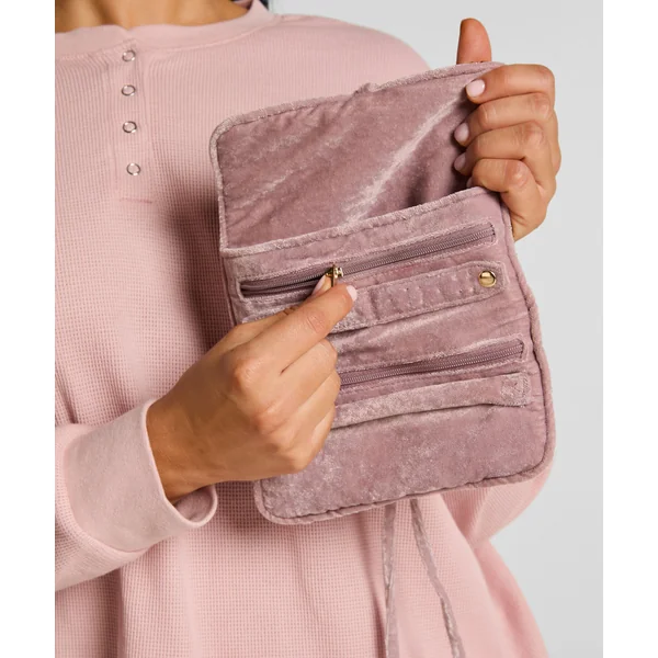 Pochette perlée pour bijoux - Rose