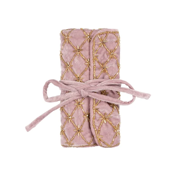 Pochette perlée pour bijoux - Rose