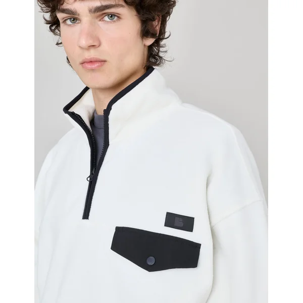 Polaire col montant zippé Blanc écru