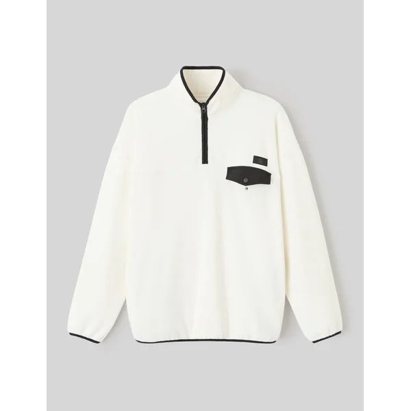 Polaire col montant zippé Blanc écru