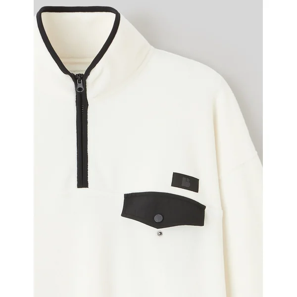 Polaire col montant zippé Blanc écru