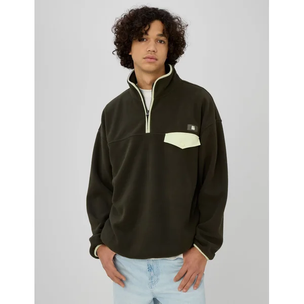 Polaire col montant zippé Kaki foncé