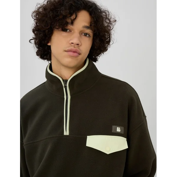 Polaire col montant zippé Kaki foncé