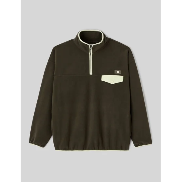 Polaire col montant zippé Kaki foncé