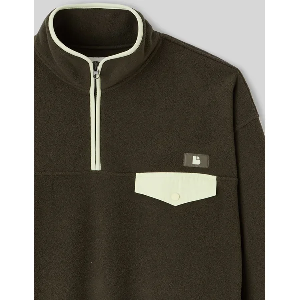 Polaire col montant zippé Kaki foncé