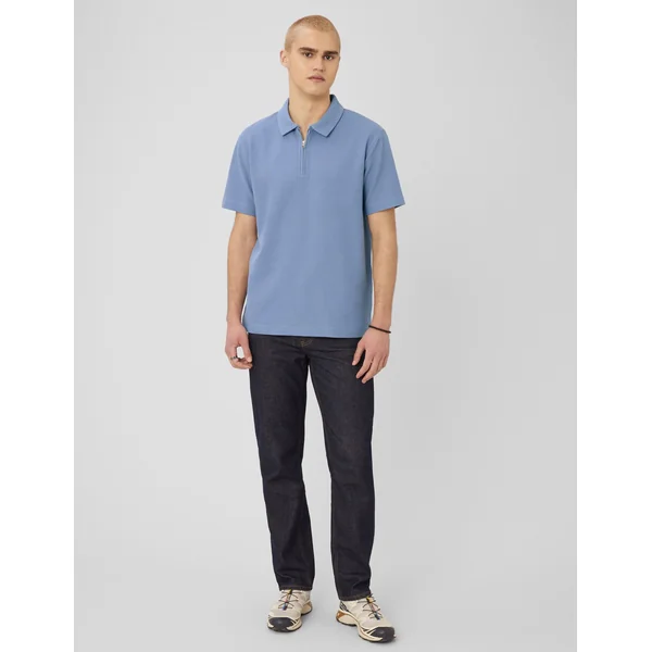 Polo col zippé Bleu moyen