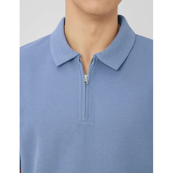 Polo col zippé Bleu moyen
