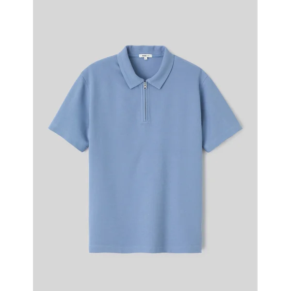 Polo col zippé Bleu moyen