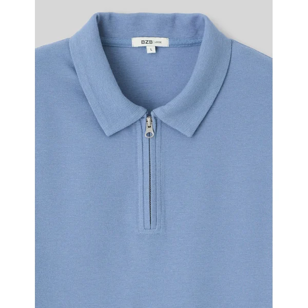 Polo col zippé Bleu moyen