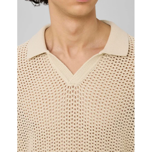 Polo en maille filet Blanc cassé