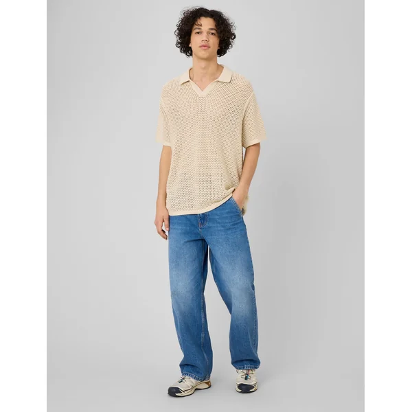 Polo en maille filet Blanc cassé