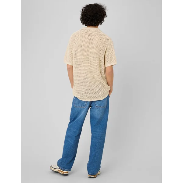 Polo en maille filet Blanc cassé