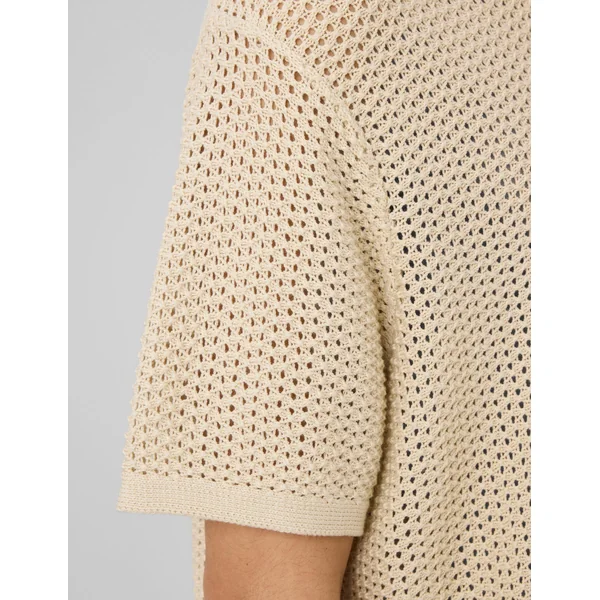 Polo en maille filet Blanc cassé