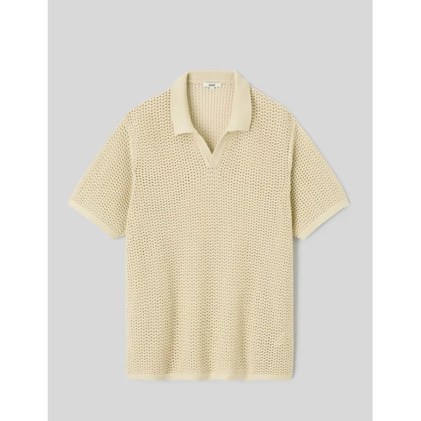 Polo en maille filet Blanc cassé