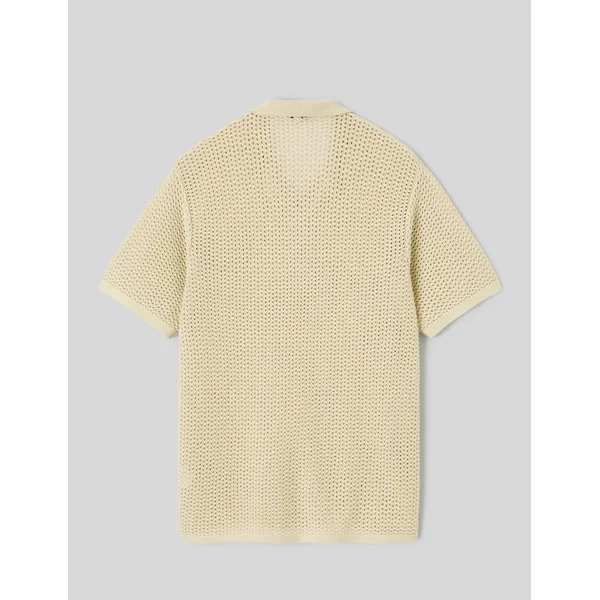 Polo en maille filet Blanc cassé