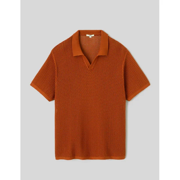 Polo en maille filet Rouille