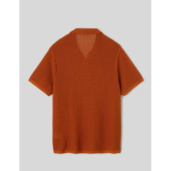 Polo en maille filet Rouille
