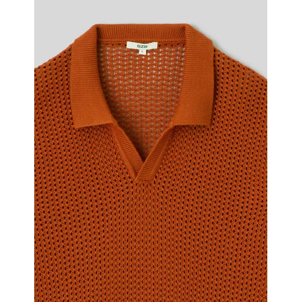 Polo en maille filet Rouille
