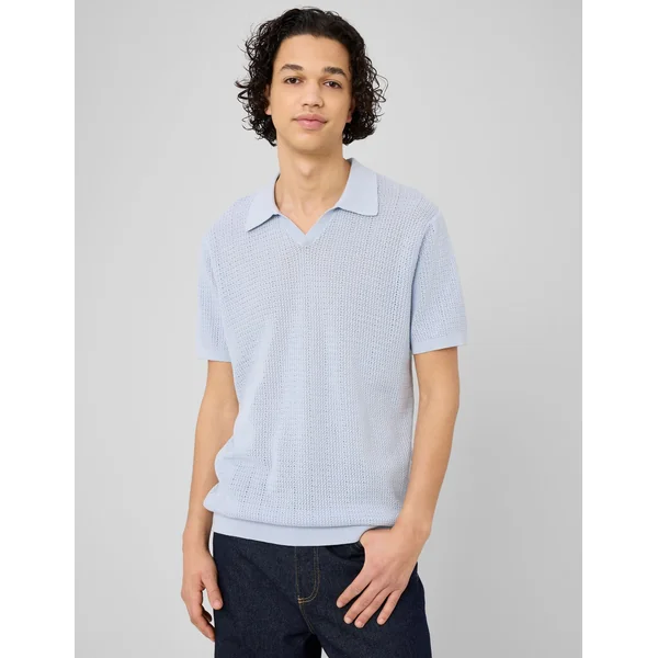 Polo maille ajourée Bleu clair