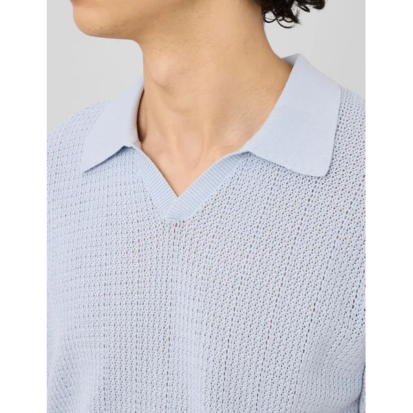 Polo maille ajourée Bleu clair