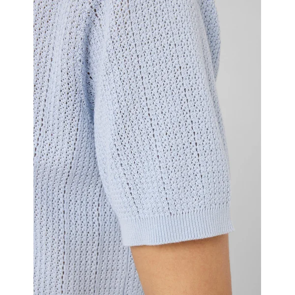 Polo maille ajourée Bleu clair