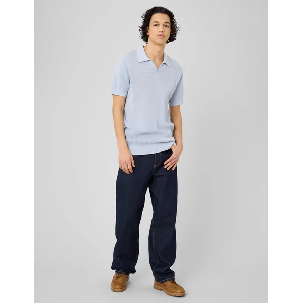 Polo maille ajourée Bleu clair