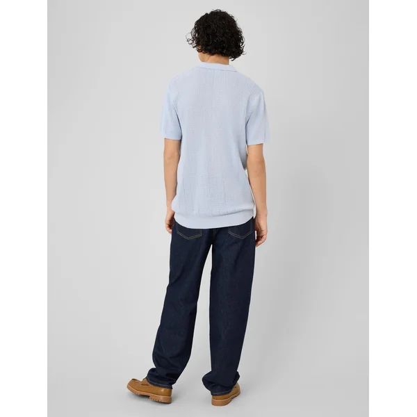 Polo maille ajourée Bleu clair
