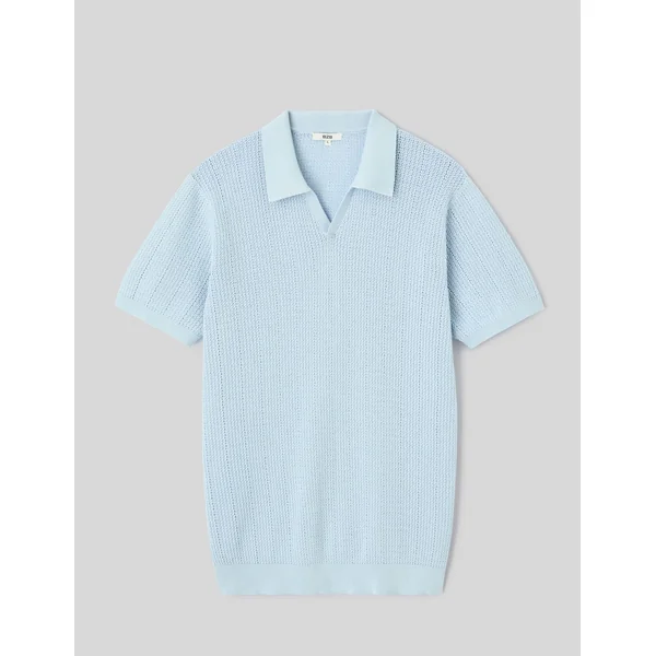 Polo maille ajourée Bleu clair