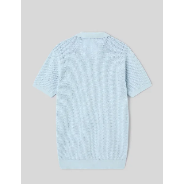 Polo maille ajourée Bleu clair