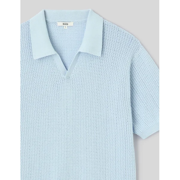 Polo maille ajourée Bleu clair