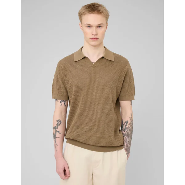 Polo maille ajourée Vert Kaki