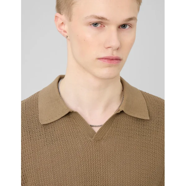 Polo maille ajourée Vert Kaki