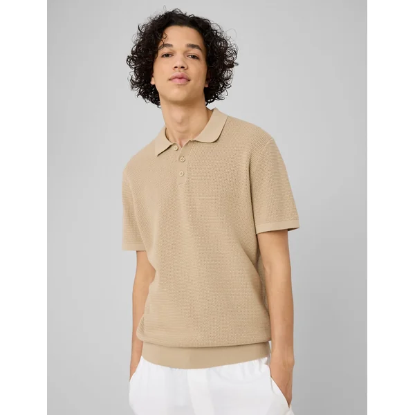 Polo maille fantaisie Beige